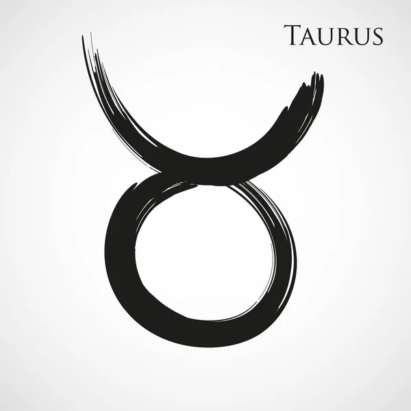 Taurus Dierenriem Symbool Geïsoleerd Witte Achtergrond Penseelstreek Taurus Dierenriem Teken — Stockvector