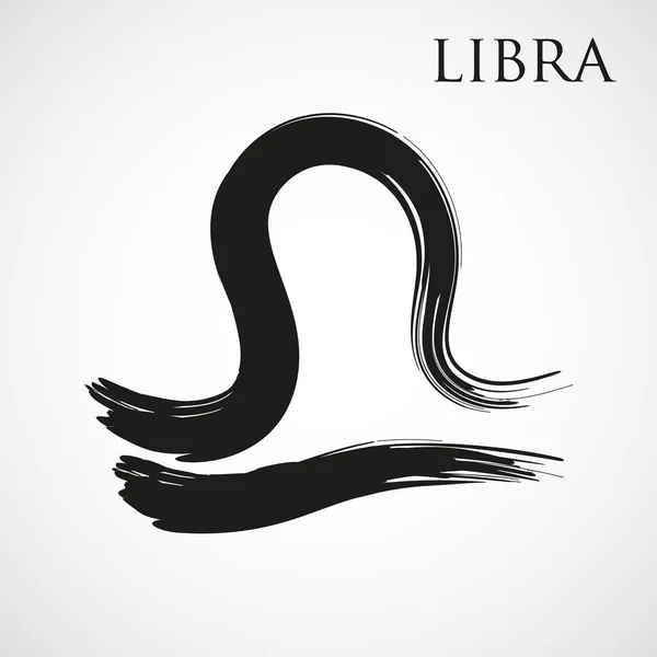 Símbolo Zodiacal Libra Aislado Sobre Fondo Blanco Pincelada Libra Signo — Archivo Imágenes Vectoriales