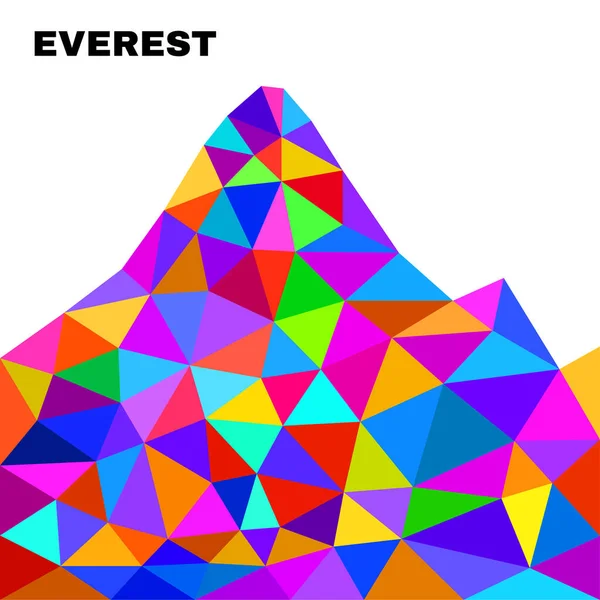 Monte silueta Everest en estilo poligonal. Paisaje de montaña con triángulos. Ilustración vectorial — Vector de stock