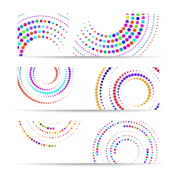 Bannière avec cercles pointillés. Pois en forme circulaire. Élément de conception vectorielle — Image vectorielle