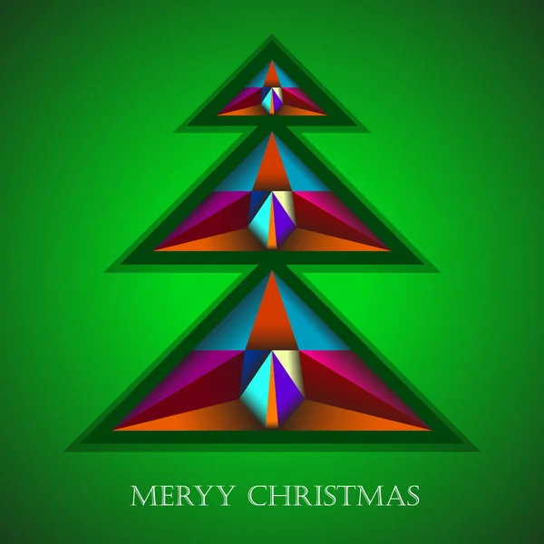 Weihnachtsbaum in bunt geschmücktem, abstraktem Hintergrund. Vektorillustration — Stockvektor