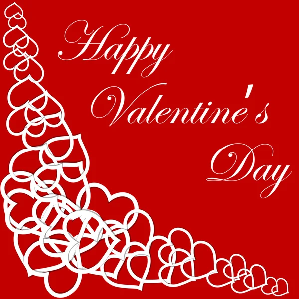 Feliz día de San Valentín letras Tarjeta de felicitación sobre fondo rojo, vector de ilustración — Archivo Imágenes Vectoriales