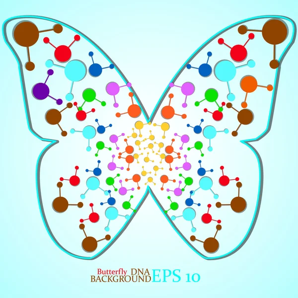 DNA molecular ao longo da borboleta de contorno. Fundo abstrato. Eps10.Ilustração vetorial — Vetor de Stock