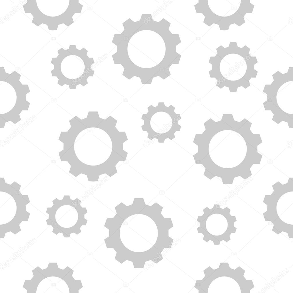 Seamless gear  pattern - grey gears on white. Vector illustration