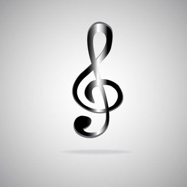 Müzik tuşu simgesi gri arka plan üzerinde resim. Vektör çizim. EPS 10