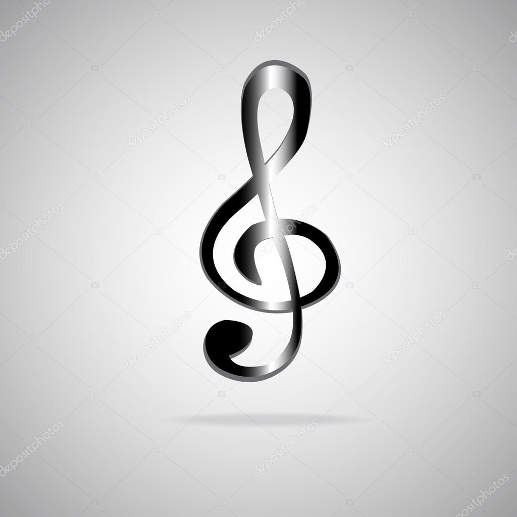 Pictograph of music key Icon on grey background. Vector illustration. Eps 10