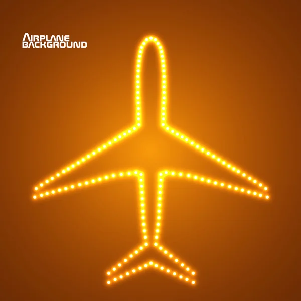 Avion lumineux avec néon. Illustration vectorielle. Eps10 — Image vectorielle