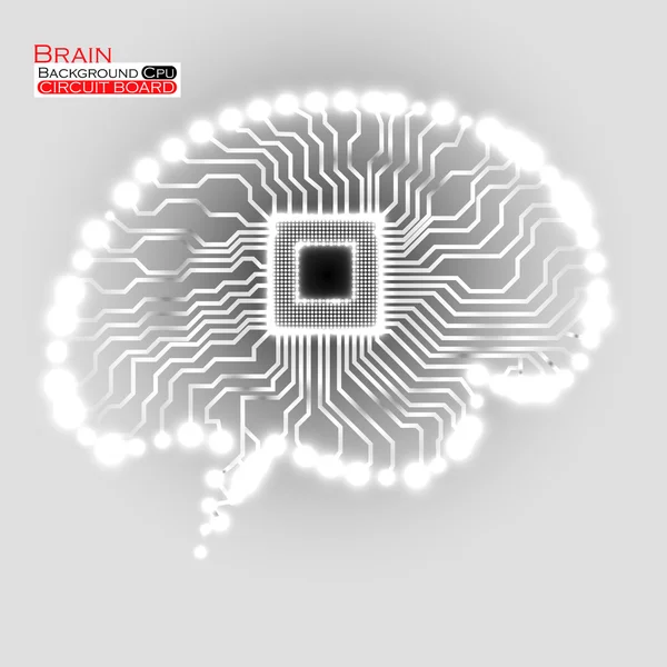 Neon brain. Cpu. Circuit board. Vector illustration. Eps 10 — Stock Vector