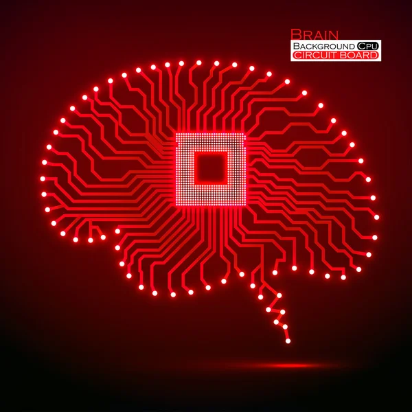 Il cervello al neon. Cpu. Circuito. Illustrazione vettoriale. Eps 10 — Vettoriale Stock