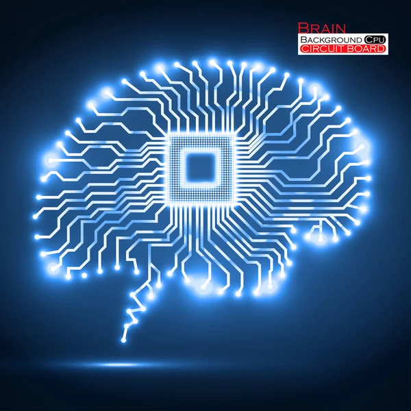 Neon brain. Cpu. Circuit board. Vector illustration. Eps 10 Stock Illustration