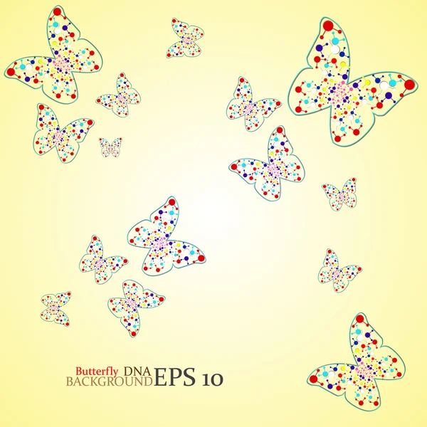 컨투어 나비 따라의 분자 Dna 추상적인 배경입니다. 벡터 일러스트 레이 션 — 스톡 벡터