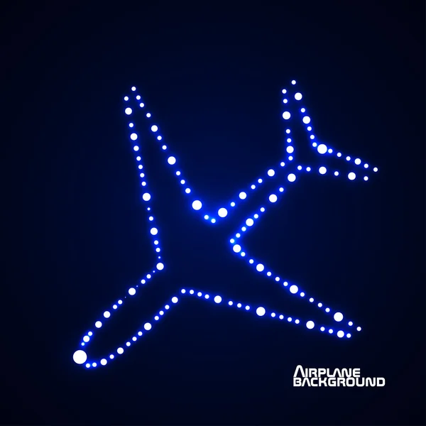 Avion lumineux avec néon. Illustration vectorielle. Eps10 — Image vectorielle
