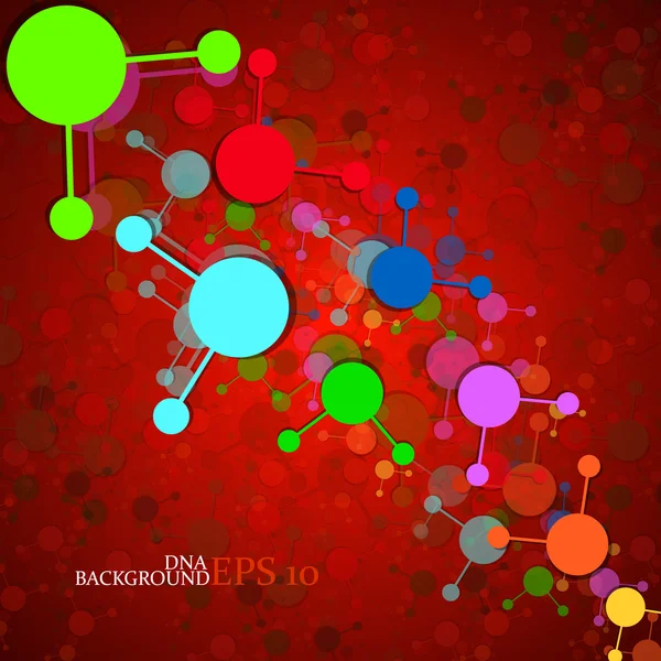 カラフルな分子 Dna。抽象的な背景。ベクトル図 — ストックベクタ