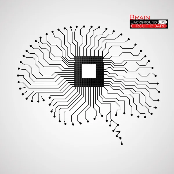 Brain. Cpu. Circuit board. Vector illustration. Eps 10 — Stock Vector