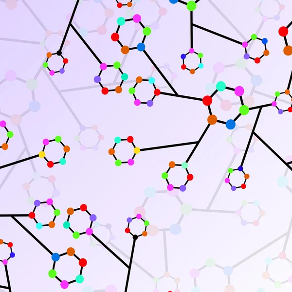 ADN de moléculas coloridas. Fondo abstracto. Ilustración vectorial. Eps10 — Archivo Imágenes Vectoriales