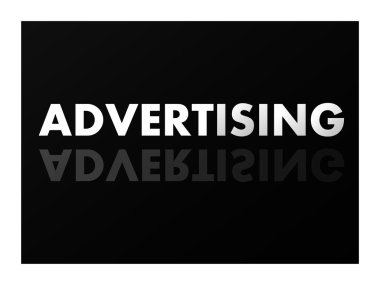 The word ADVERTISING in mirror reflection on black background. Vector illustration. Eps 10