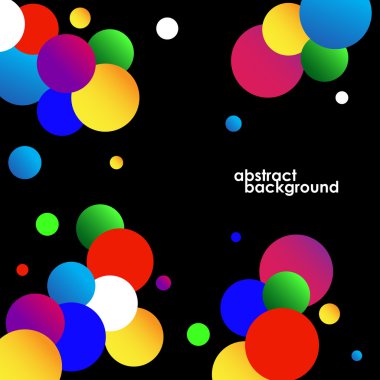 Abstract colorful circles background on black. Vector illustration. Eps 10