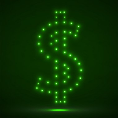 Parlayan dolar işareti. Vektör çizim. EPS 10