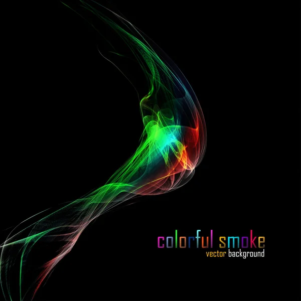 Colorful smoke isolated on black. Vector illustration. Eps 10 — Stock Vector