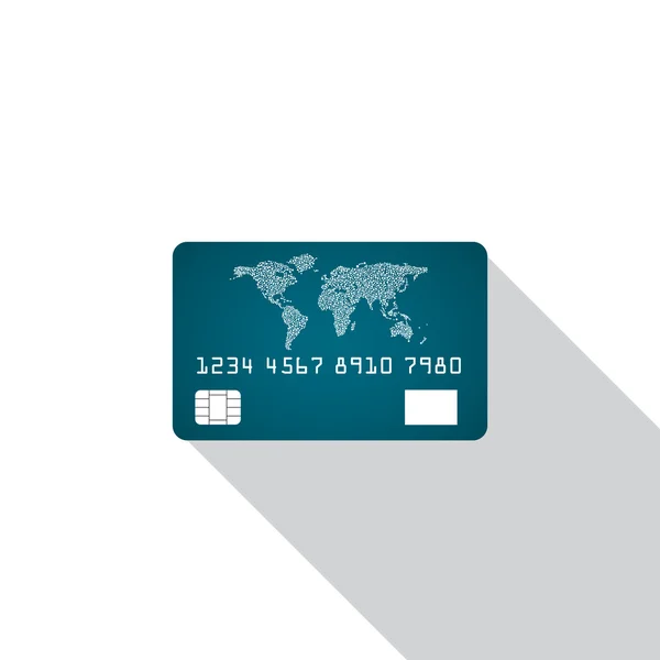 Icona della carta di credito isolata su sfondo bianco con ombra. Illustrazione vettoriale. Eps10 — Vettoriale Stock