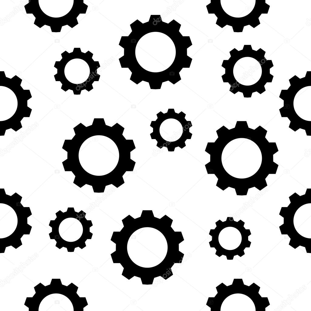 Seamless gear  pattern - black gears on white. Vector illustration. Eps 10