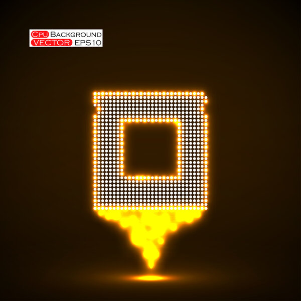 Neon Cpu. Микропроцессор. Микрочип Изолированный технологический фон. Векторная иллюстрация. Eps 10
