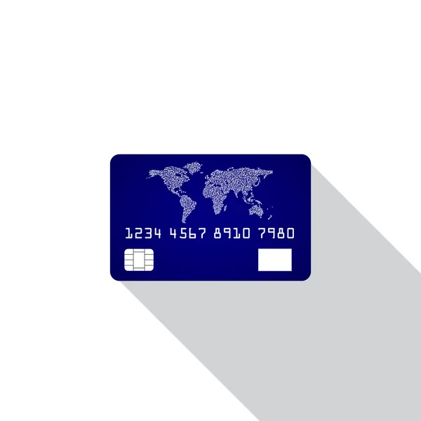 Ícone de cartão de crédito isolado no fundo branco com sombra. Ilustração vetorial. Eps10 — Vetor de Stock