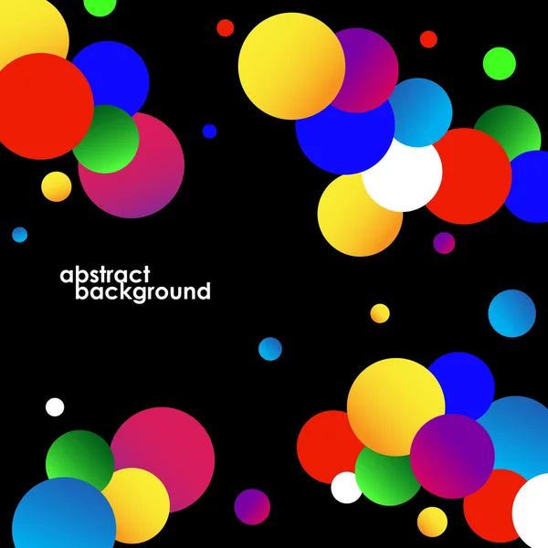 Abstract colorful circles background on black. Vector illustration. Eps 10 — Stockový vektor