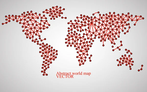 Mapa do mundo abstrato. Estrutura molecular. Fundo colorido. Ilustração vetorial. Eps 10 — Vetor de Stock