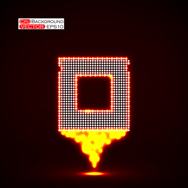 Neon Cpu. Microprocessor. Microchip. Isolated  technology background. Vector illustration. Eps 10