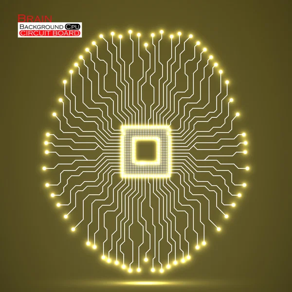 Cerveau néon. Cpu. Circuit. Contexte technologique abstrait. Illustration vectorielle. Eps 10 — Image vectorielle