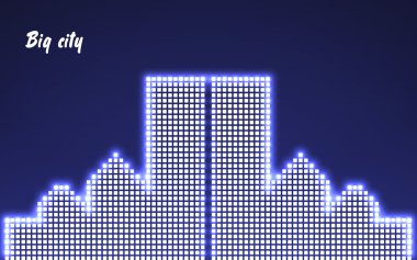 Abstract image of a large night city in neon. Vector illustration. Eps 10 