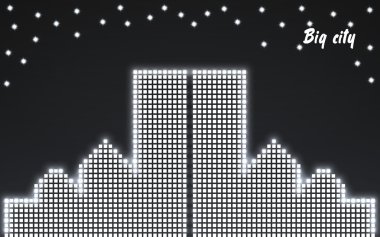 Abstract image of a large night city in neon. Vector illustration. Eps 10 