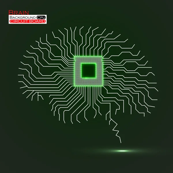 Hjärnan. CPU. Mikroprocessor. Kretskort. Abstrakt teknik bakgrund. Vektor illustration. EPS-10 — Stock vektor