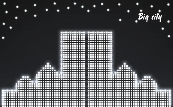 Abstract image of a large night city in neon. Vector illustration. Eps 10 