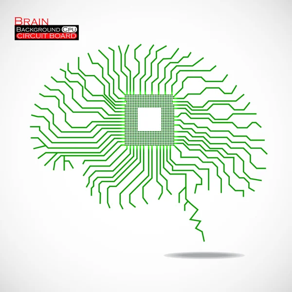 Brain. Cpu. Microprocessor. Circuit board. Abstract technology background. Vector illustration. Eps 10 — Stock Vector