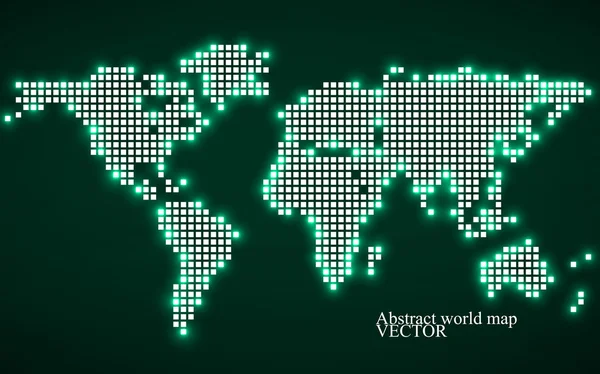 Abstrakte Weltkarte. Technologie-Stil mit glühender Wirkung. bunten Pixelhintergrund. Vektorillustration. Folge 10 — Stockvektor