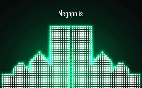 Αφηρημένη εικόνα της Μεγαλόπολης σε νέον. Vector εικονογράφηση. EPS 10 — Διανυσματικό Αρχείο