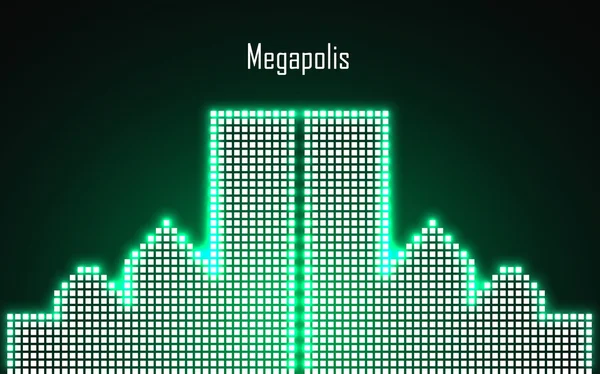Neon megalopolis soyut görüntüsü. Vektör çizim. EPS 10