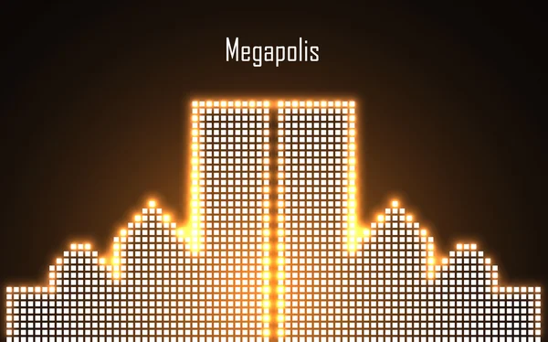 Imagem abstrata de megalopolis em néon. Ilustração vetorial. Eps 10 —  Vetores de Stock