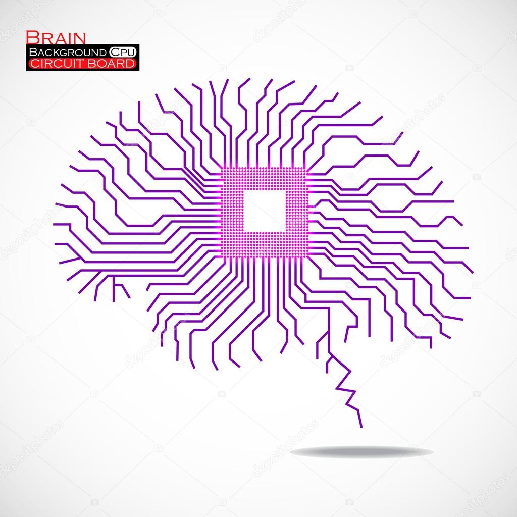 Brain. Cpu. Microprocessor. Circuit board. Abstract technology background. Vector illustration. Eps 10