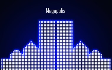 Neon megalopolis soyut görüntüsü. Vektör çizim. EPS 10
