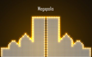 Neon megalopolis soyut görüntüsü. Vektör çizim. EPS 10