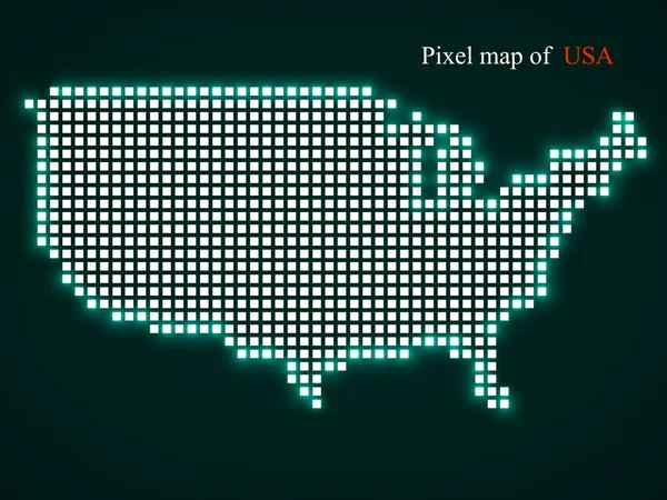 Carte pixel de États-Unis. Fond coloré. Illustration vectorielle. Eps 10 — Image vectorielle