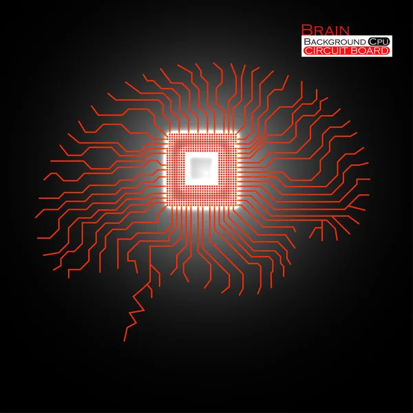 Hersenen. CPU. Microprocessor. Printplaat. Abstract technische achtergrond. Vectorillustratie. EPS-10 — Stockvector