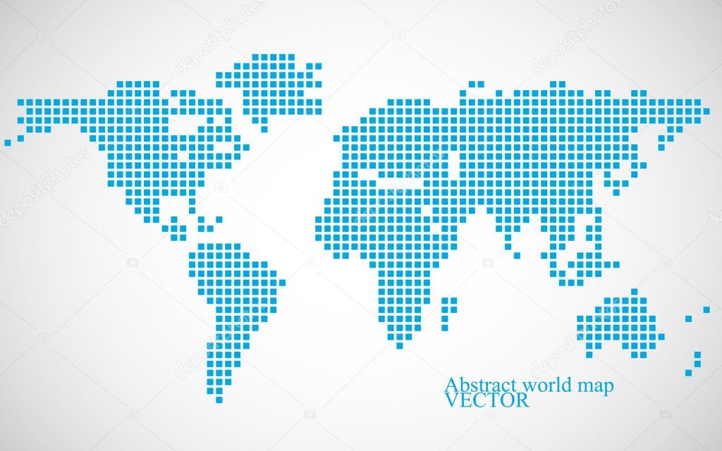 Abstract world map. Colorful pixel background. Vector illustration. Eps 10