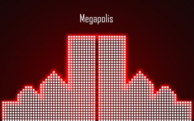 Neon megalopolis soyut görüntüsü. Vektör çizim. EPS 10
