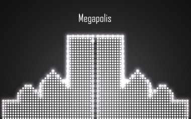 Neon megalopolis soyut görüntüsü. Vektör çizim. EPS 10
