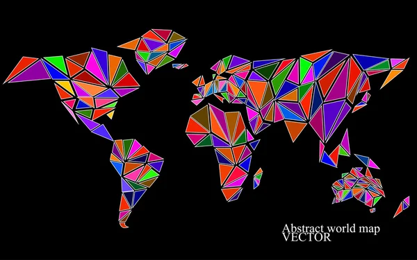 Abstracte wereld kaart achtergrond in veelhoekige stijl. Kleurrijke vectorillustratie. EPS-10 — Stockvector