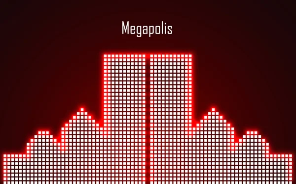 Neon megalopolis soyut görüntüsü. Vektör çizim. EPS 10